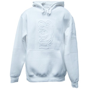 white hoodie with raised tonal Penn State Nittany Lion Mascot head